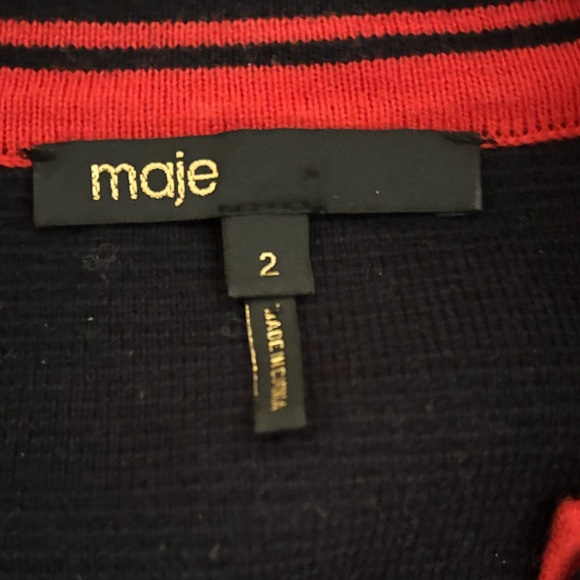 Maje Navy and Red Women's Cardigan Sz 2 - Picture 5 of 7